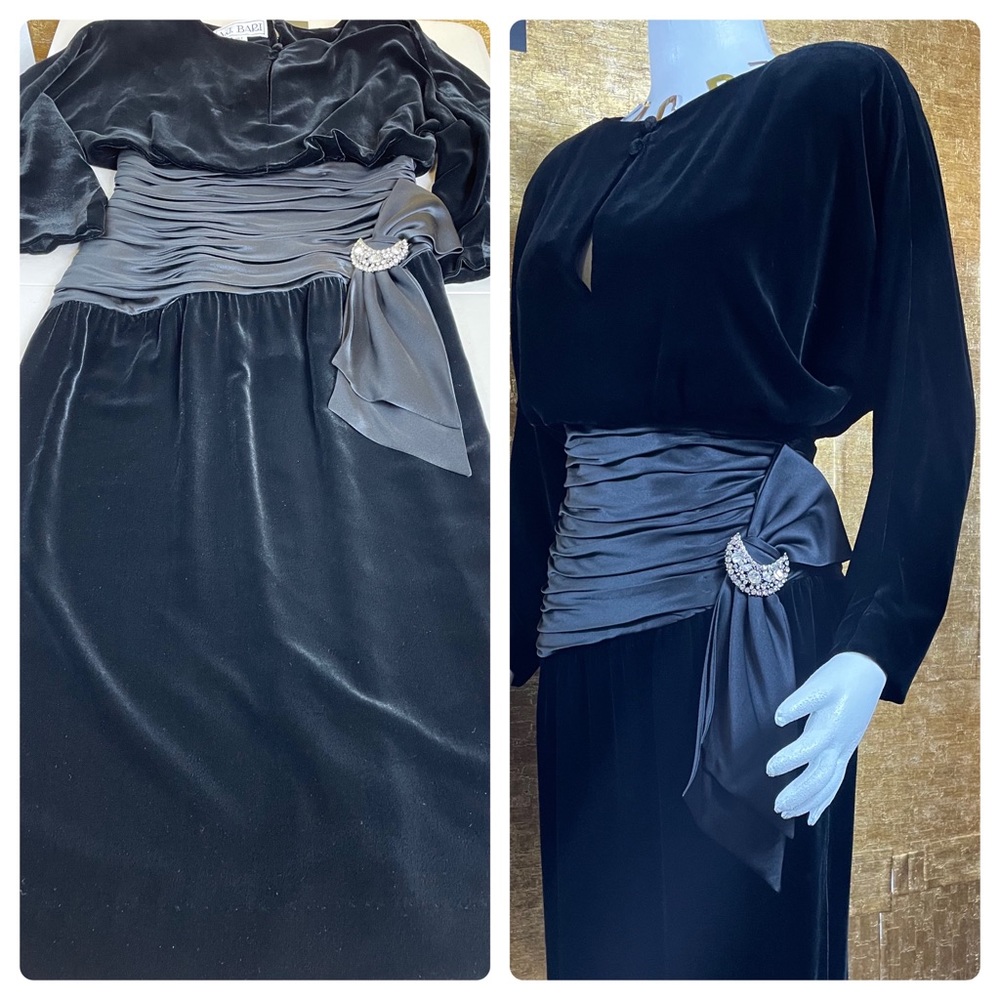 AJ BARI Vintage Velvet Blackout Silver Moon Dress - Picture 15 of 15